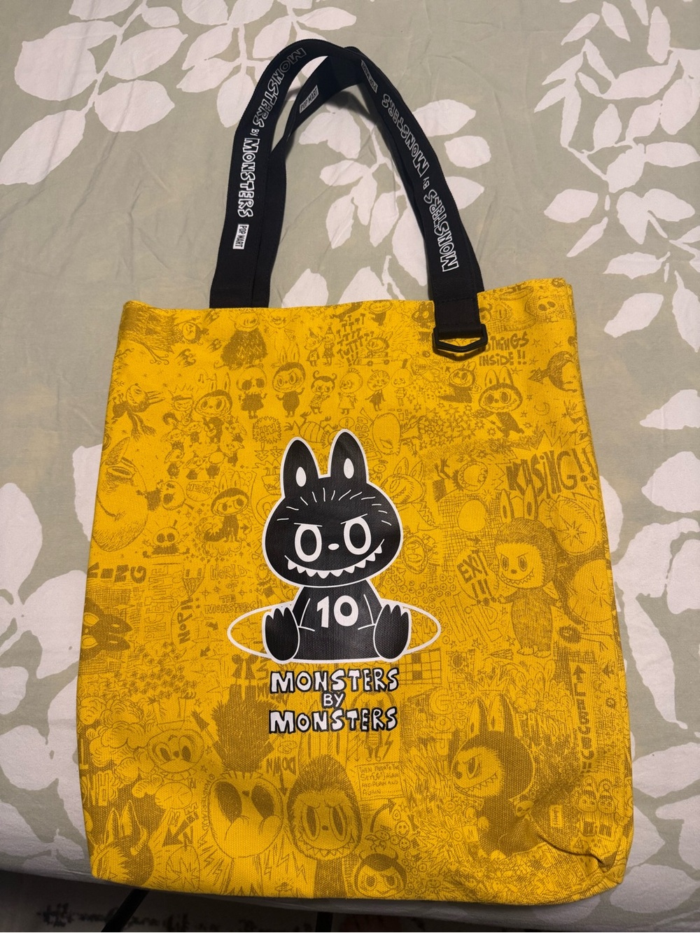 Labubu 10th Anniversary Monsters By Monsters Yellow Graphic Tote Bag
